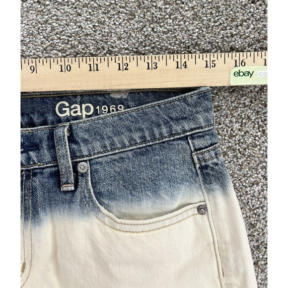 Gap Jean Shorts Womens 26P Blue indigo Dip Dye Best Girlfriend Rolled Hem Cotton - Picture 9 of 13
